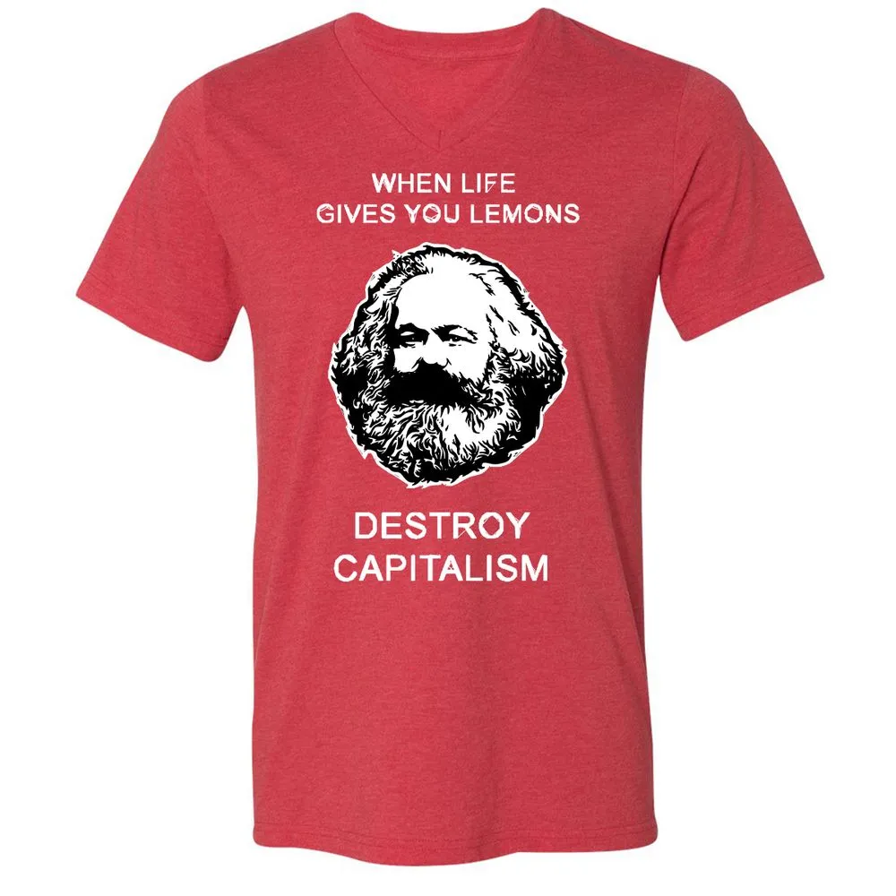 Unisex V-Neck T-Shirt - V4CQRWM8 - Heather Red - 16