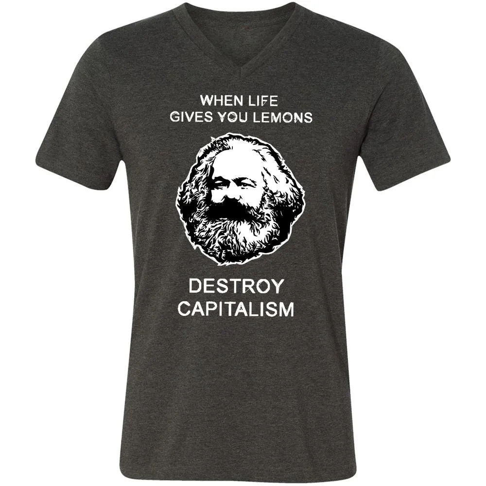Unisex V-Neck T-Shirt - V4CQRWM8 - Dark Grey Heather - 8