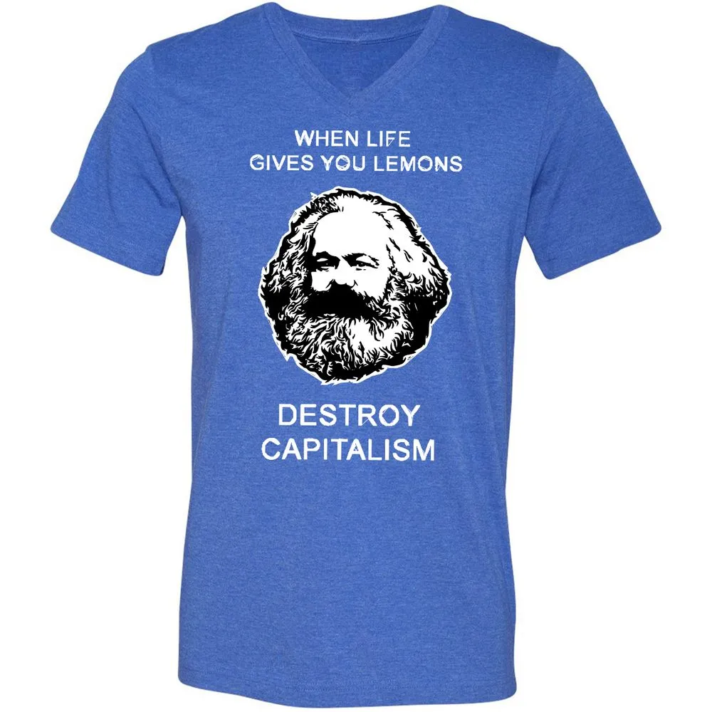 Unisex V-Neck T-Shirt - V4CQRWM8 - Heather True Royal - 14