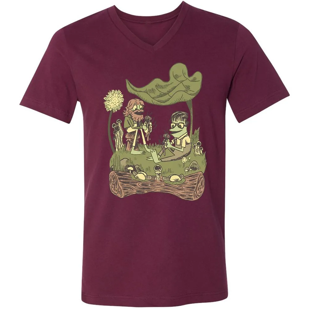 Unisex V-Neck T-Shirt - Q6UU7LTZ - Maroon - 6