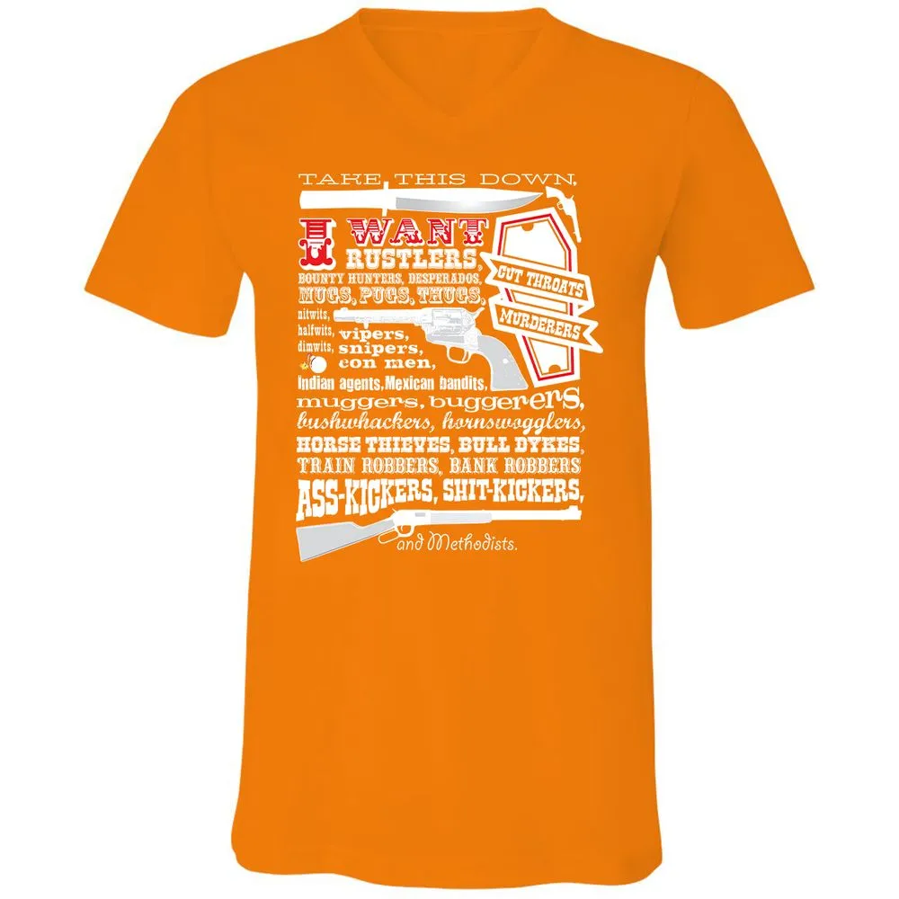 Unisex V-Neck T-Shirt - Y86TS87P - Orange - 11