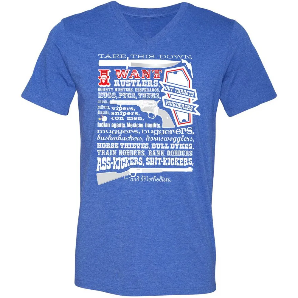 Unisex V-Neck T-Shirt - Y86TS87P - Heather True Royal - 14