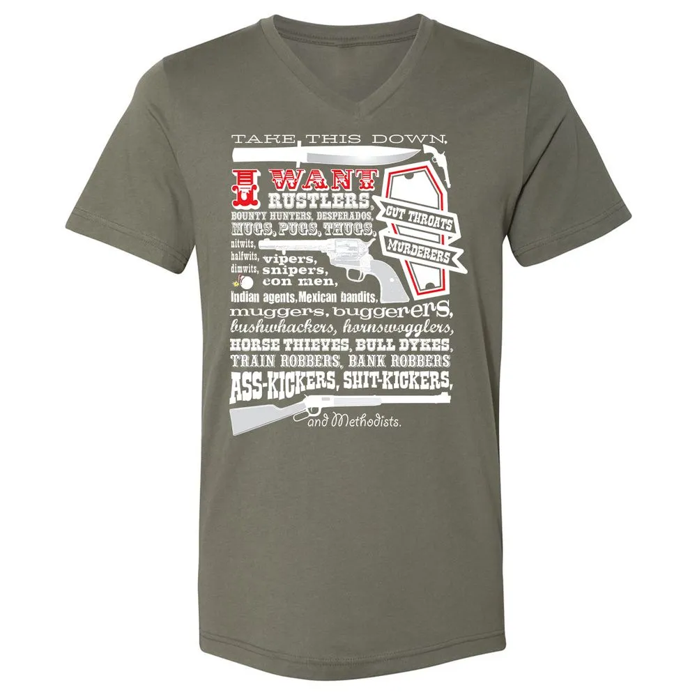 Unisex V-Neck T-Shirt - Y86TS87P - Military Green - 10