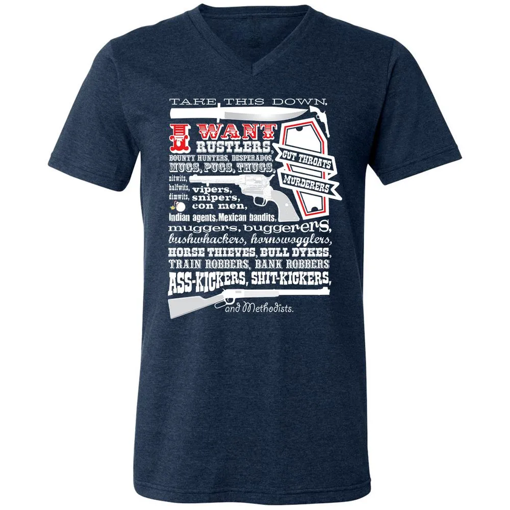 Unisex V-Neck T-Shirt - Y86TS87P - Heather Navy - 15