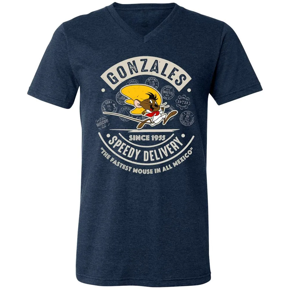 Unisex V-Neck T-Shirt - AA6QHQ7S - Heather Navy - 15