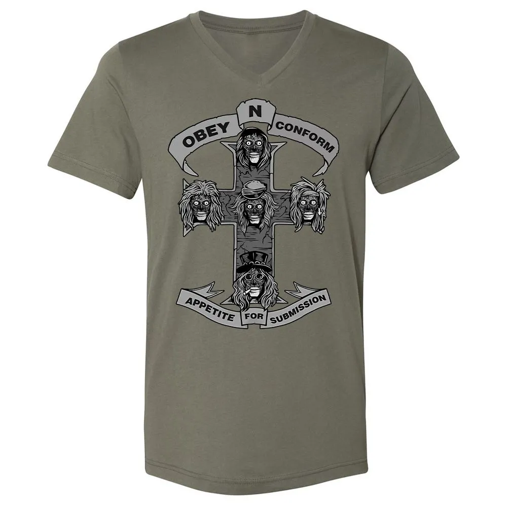 Unisex V-Neck T-Shirt - 83P2CZXJ - Military Green - 10