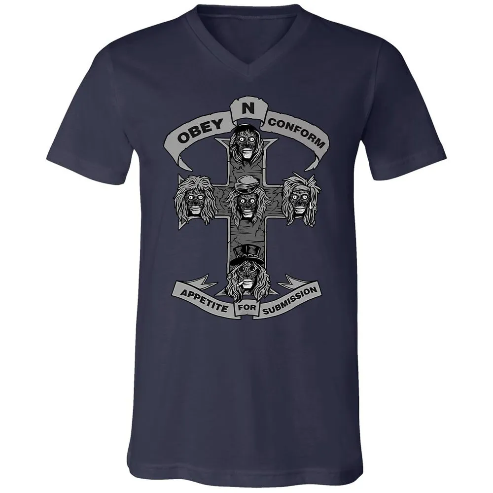 Unisex V-Neck T-Shirt - 83P2CZXJ - Navy - 2