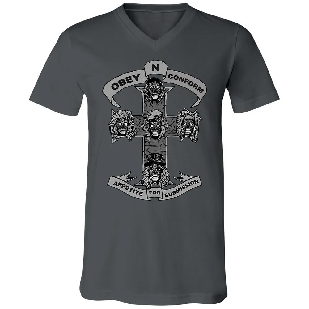 Unisex V-Neck T-Shirt - 83P2CZXJ - Asphalt - 12