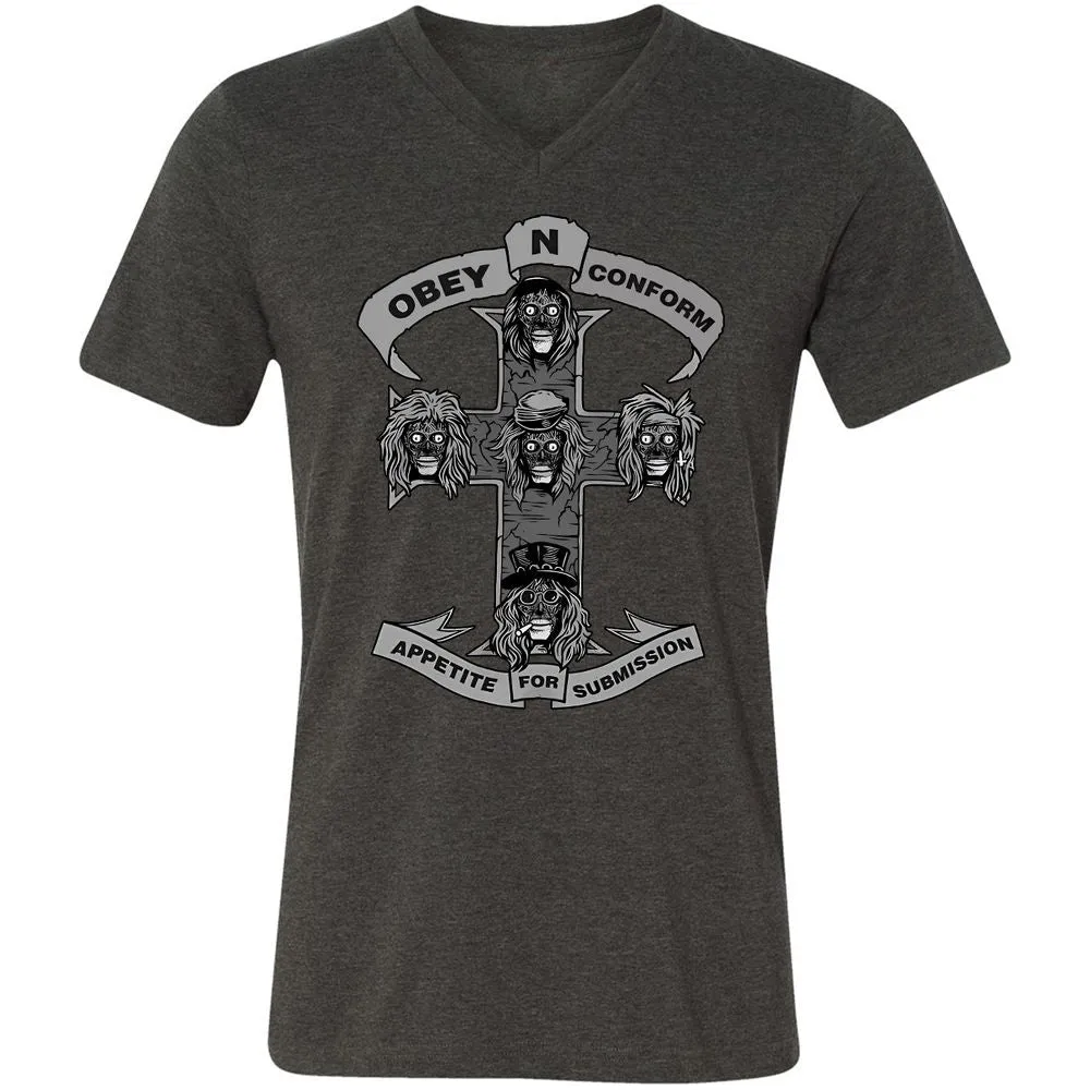 Unisex V-Neck T-Shirt - 83P2CZXJ - Dark Grey Heather - 8
