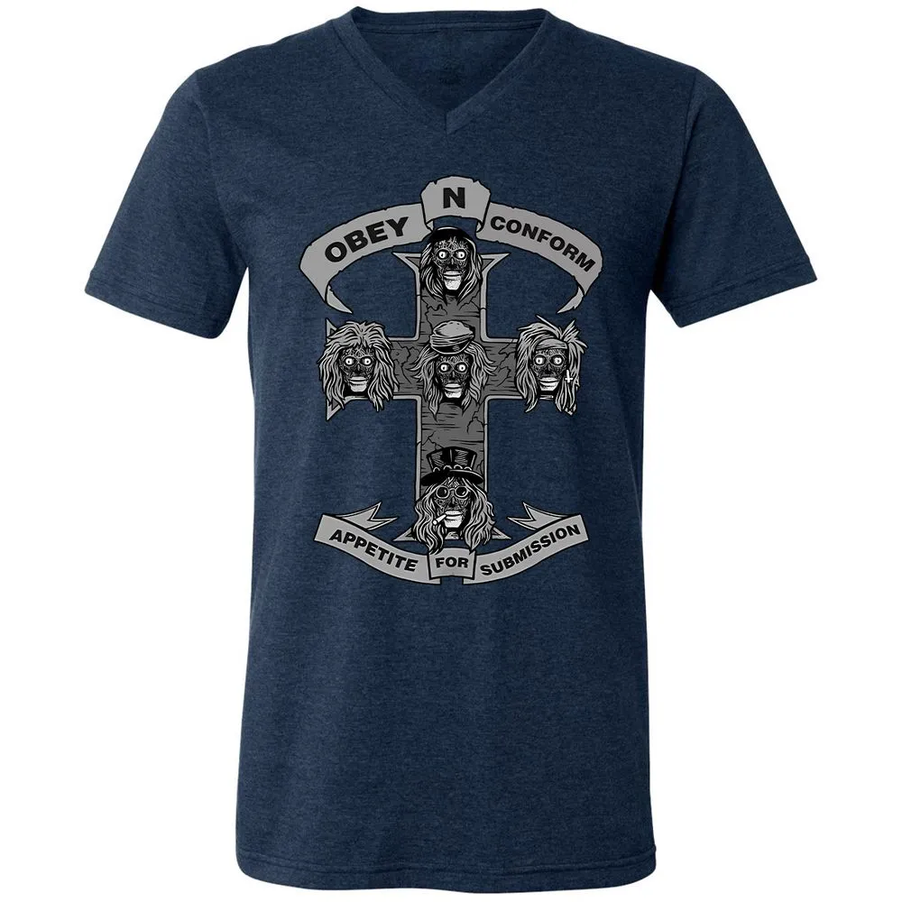 Unisex V-Neck T-Shirt - 83P2CZXJ - Heather Navy - 15