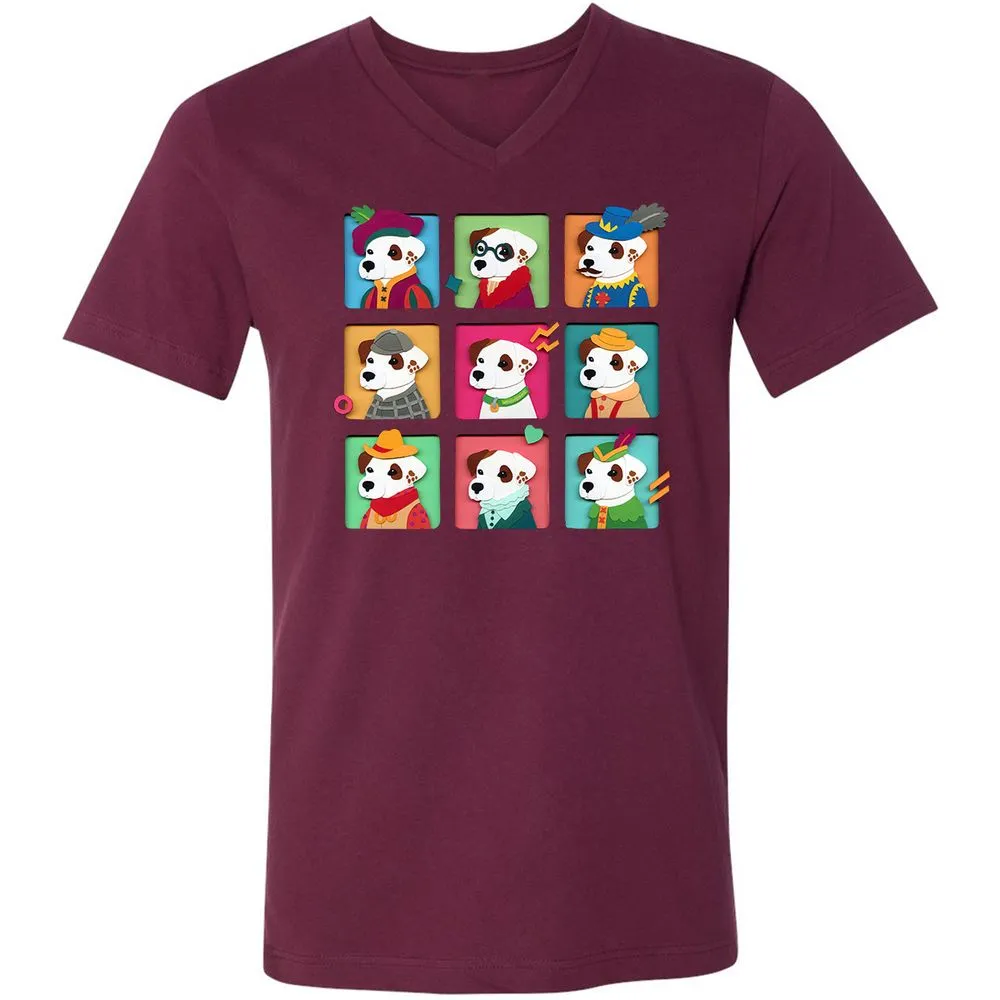 Unisex V-Neck T-Shirt - 6TJT3JP9 - Maroon - 6