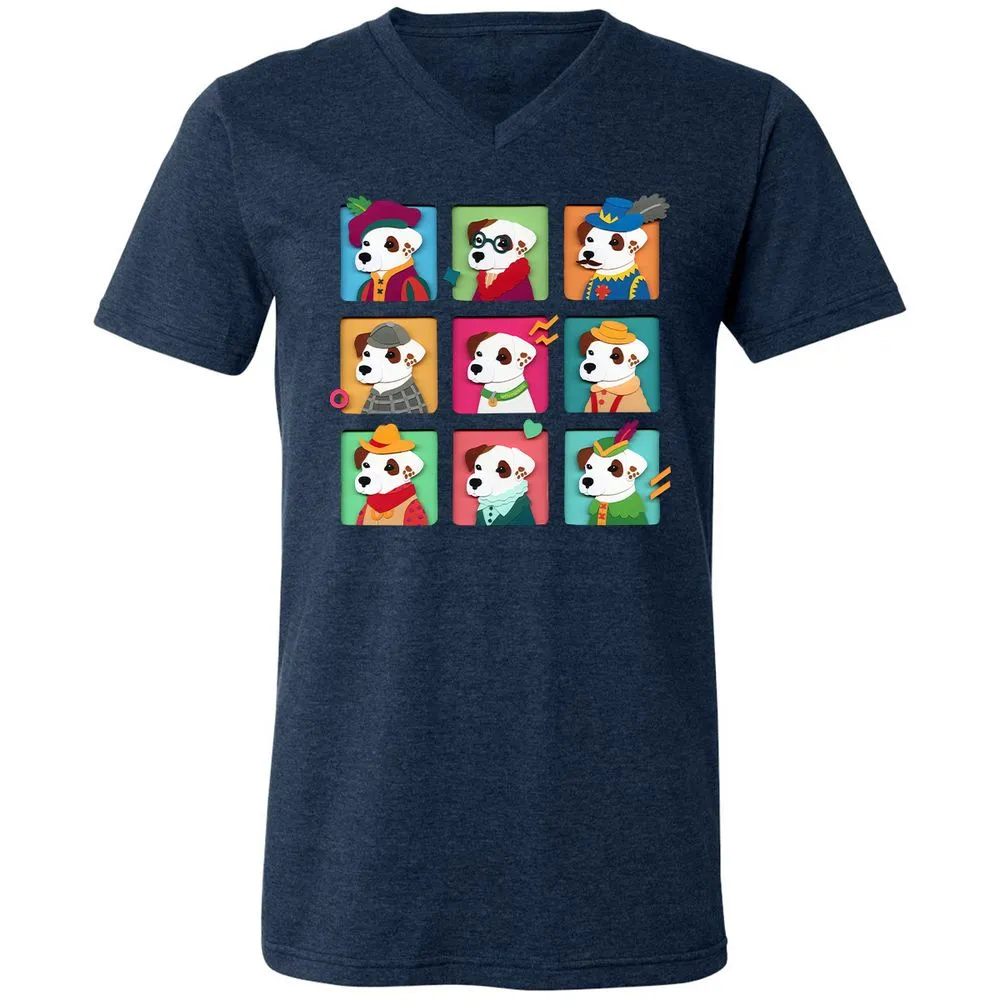 Unisex V-Neck T-Shirt - 6TJT3JP9 - Heather Navy - 15