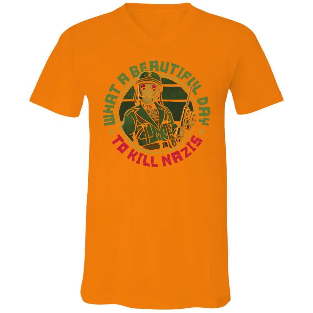 Unisex V-Neck T-Shirt - NLVTLZD2 - Orange - 11