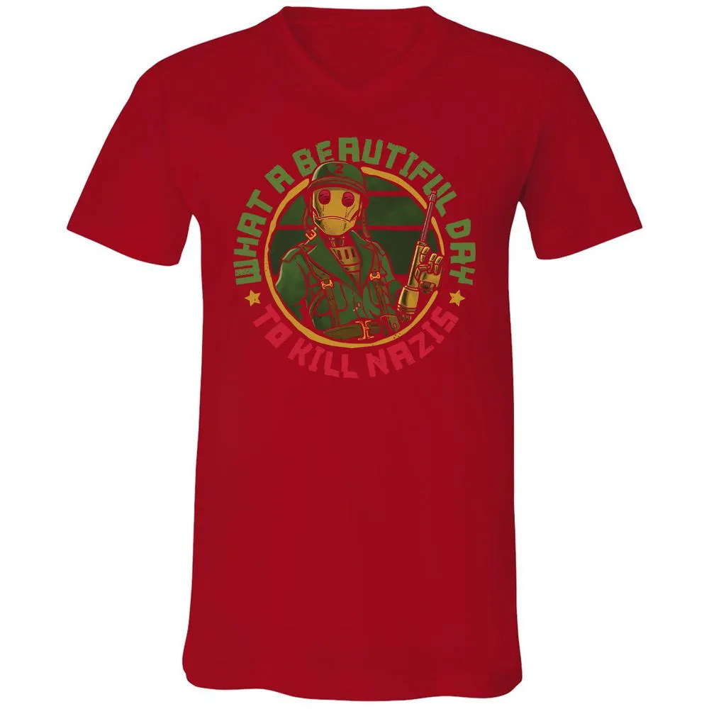 Unisex V-Neck T-Shirt - NLVTLZD2 - Red - 3