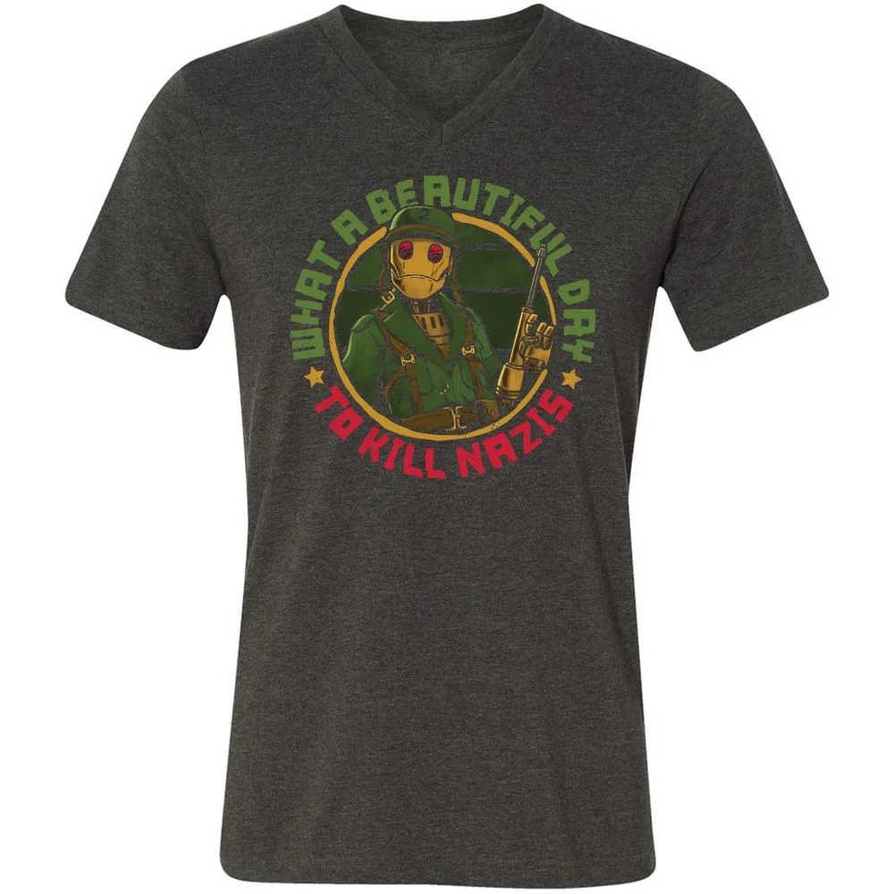 Unisex V-Neck T-Shirt - NLVTLZD2 - Dark Grey Heather - 8
