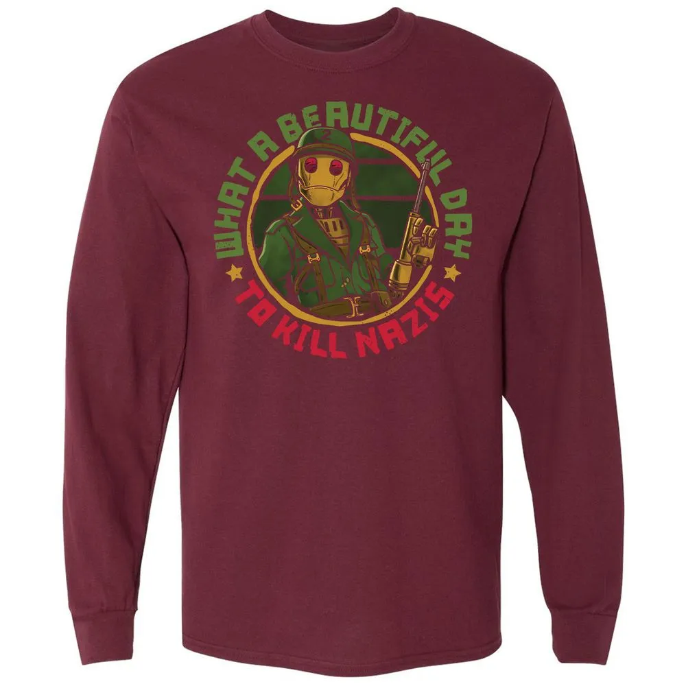 Long Sleeve T-Shirt - BHNA1P4Q - Maroon - 11
