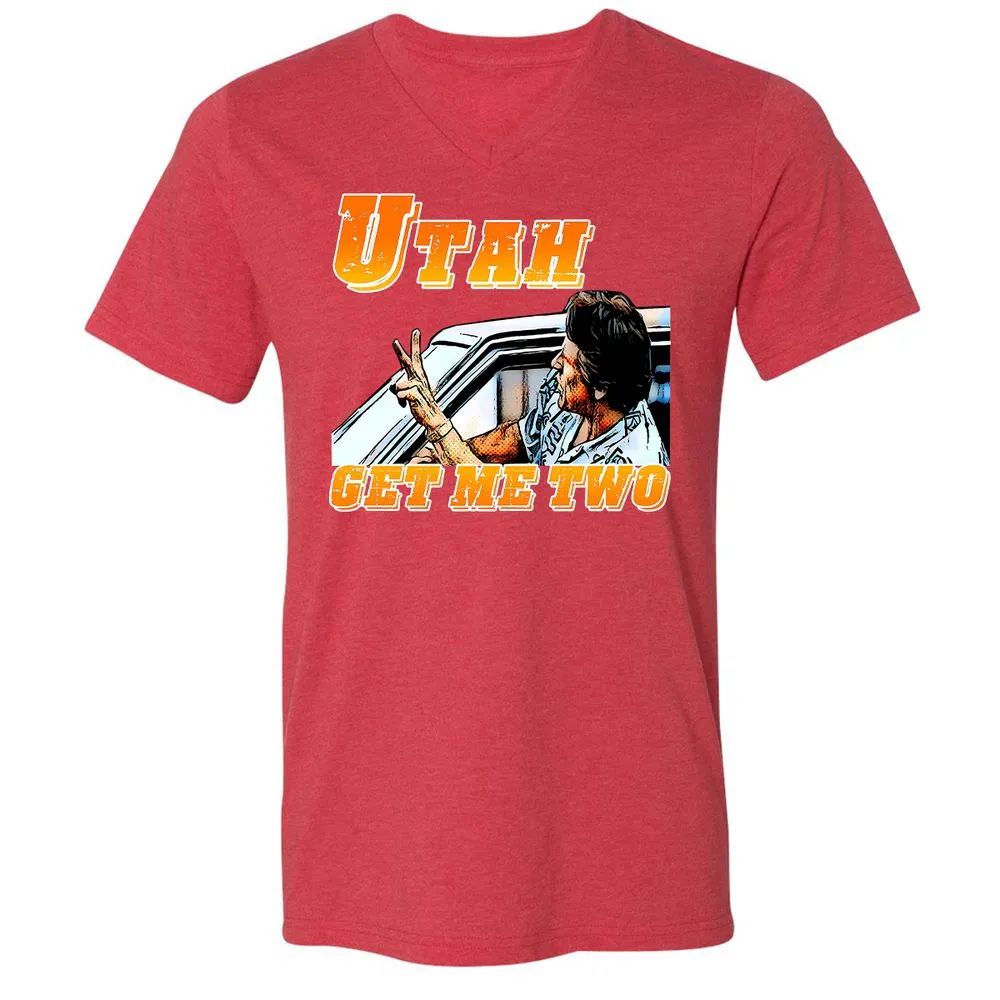 Unisex V-Neck T-Shirt - BWPN94XJ - Heather Red - 16