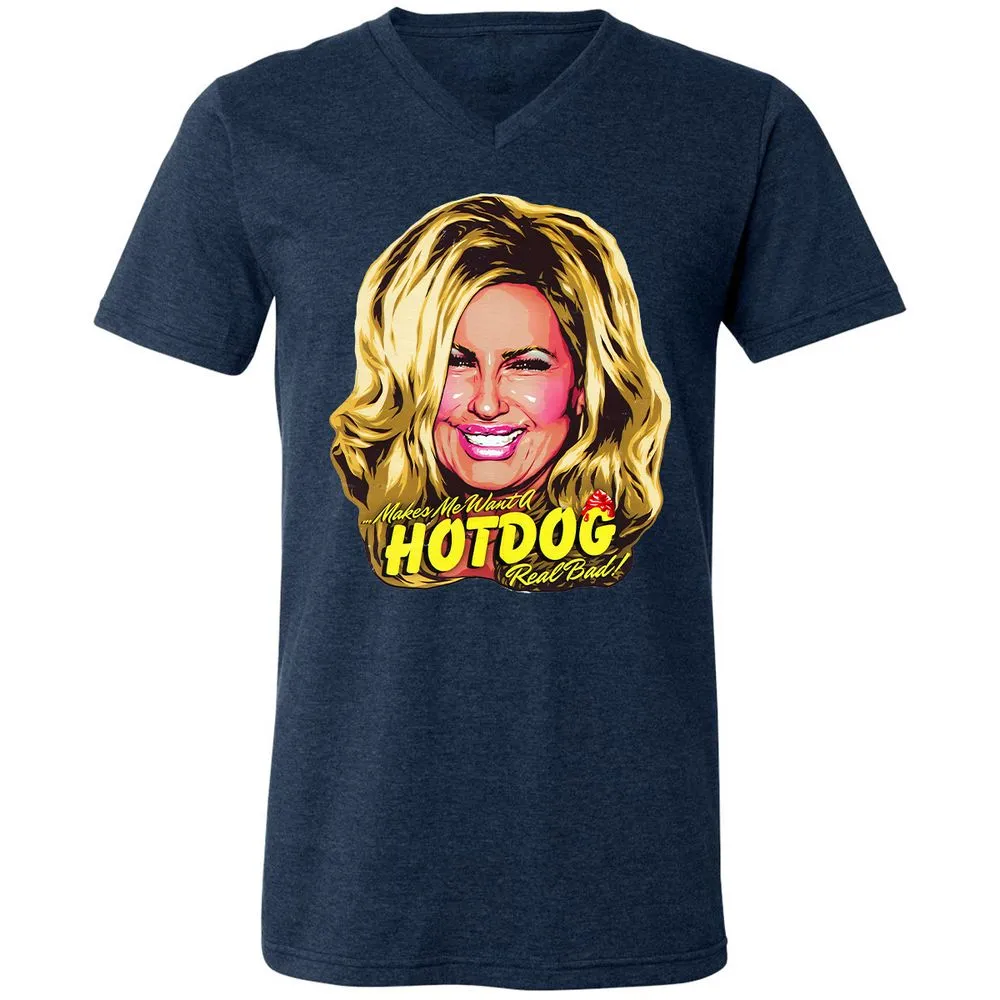Unisex V-Neck T-Shirt - TAQHUYHF - Heather Navy - 15