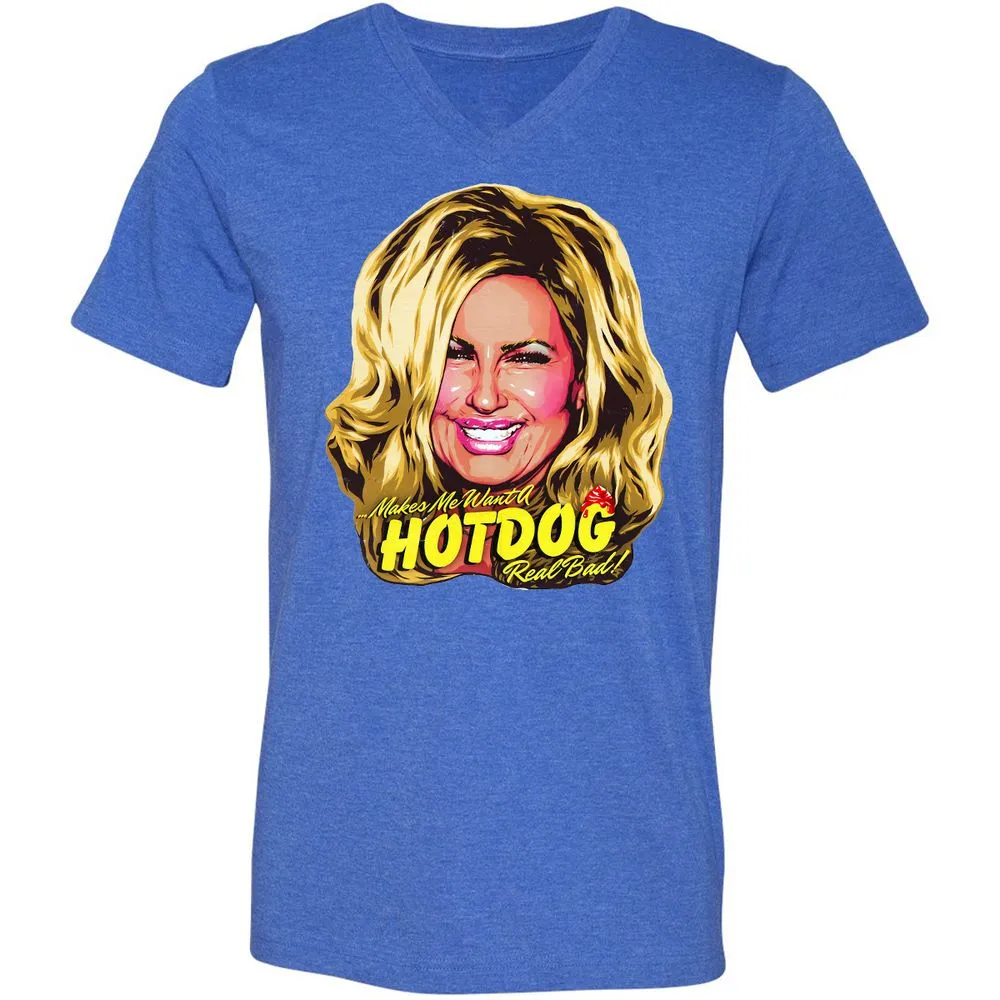 Unisex V-Neck T-Shirt - TAQHUYHF - Heather True Royal - 14