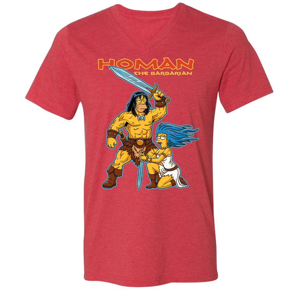 Unisex V-Neck T-Shirt - G8NTVGXJ - Heather Red - 16