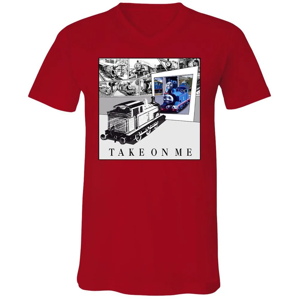 Unisex V-Neck T-Shirt - Q46QBWVE - Red - 3