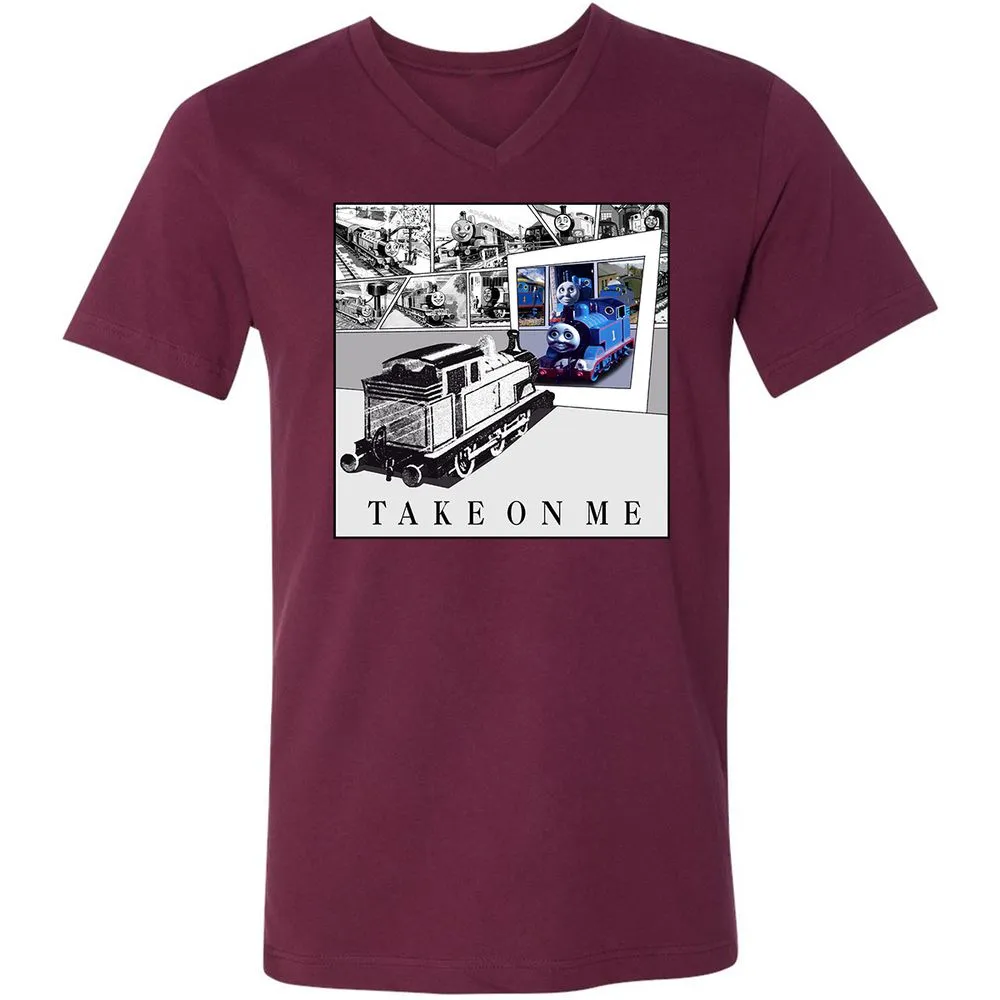 Unisex V-Neck T-Shirt - Q46QBWVE - Maroon - 6