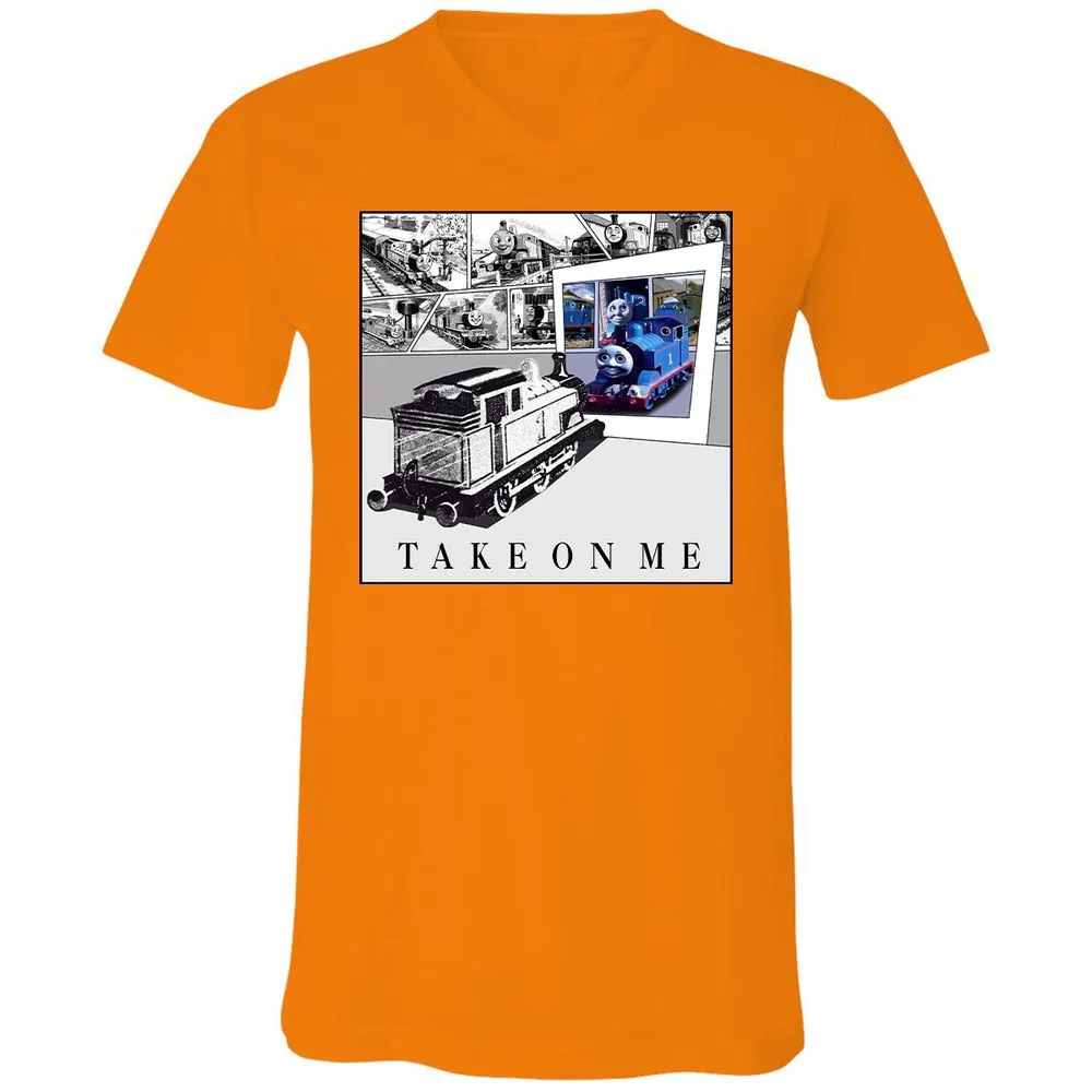 Unisex V-Neck T-Shirt - Q46QBWVE - Orange - 11