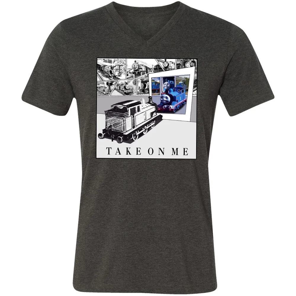 Unisex V-Neck T-Shirt - Q46QBWVE - Dark Grey Heather - 8