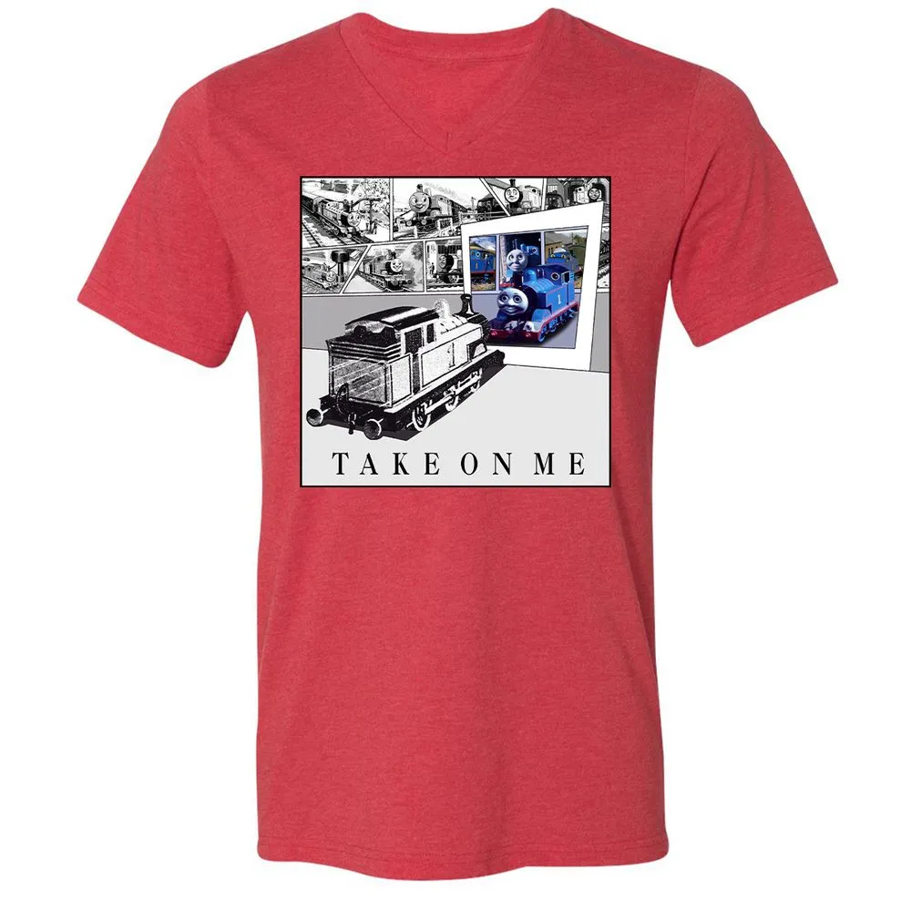 Unisex V-Neck T-Shirt - Q46QBWVE - Heather Red - 16