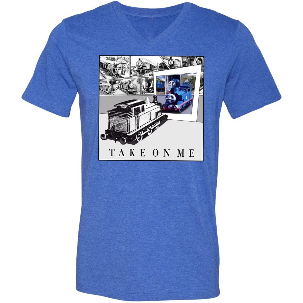 Unisex V-Neck T-Shirt - Q46QBWVE - Heather True Royal - 14