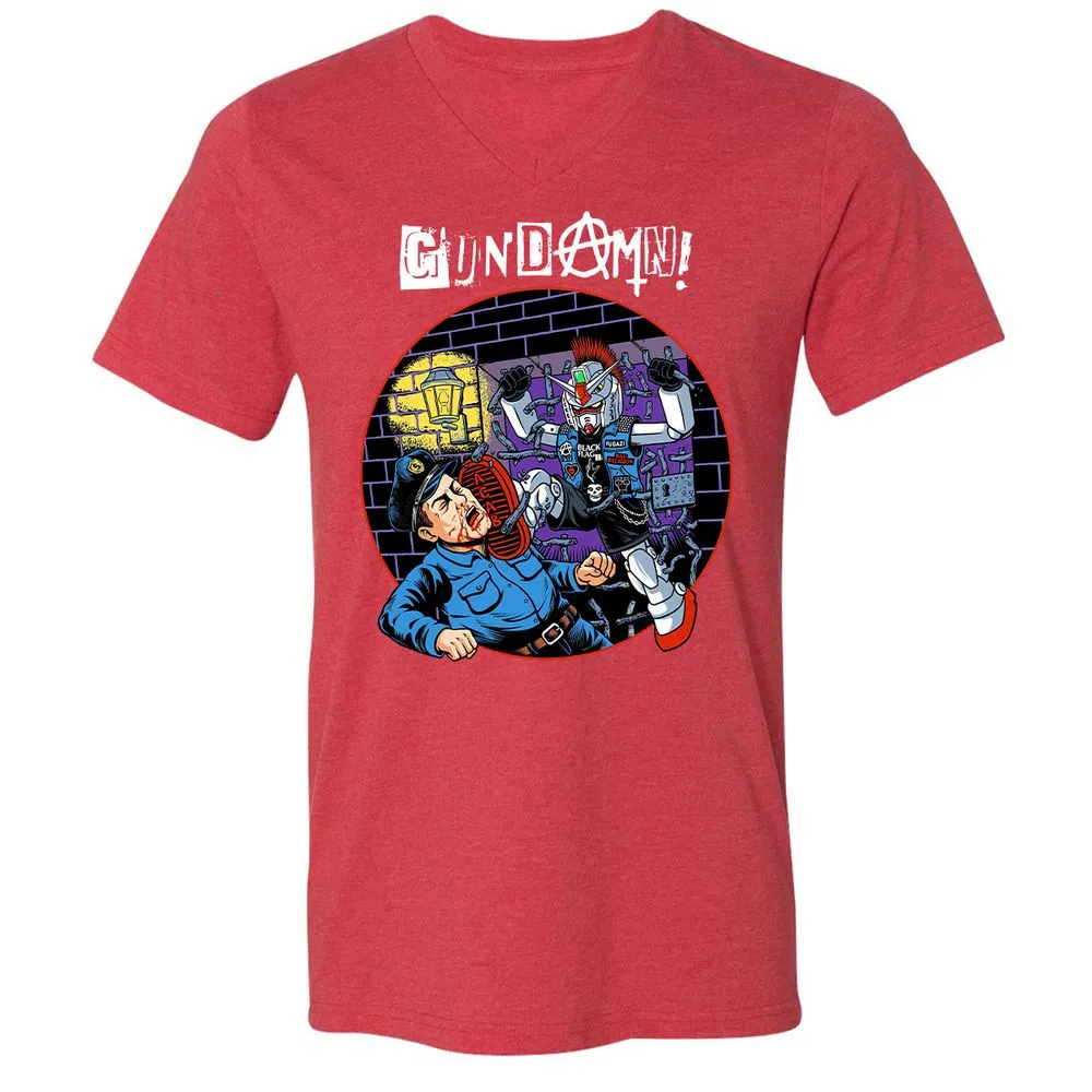 Unisex V-Neck T-Shirt - ZL4MBJFX - Heather Red - 16