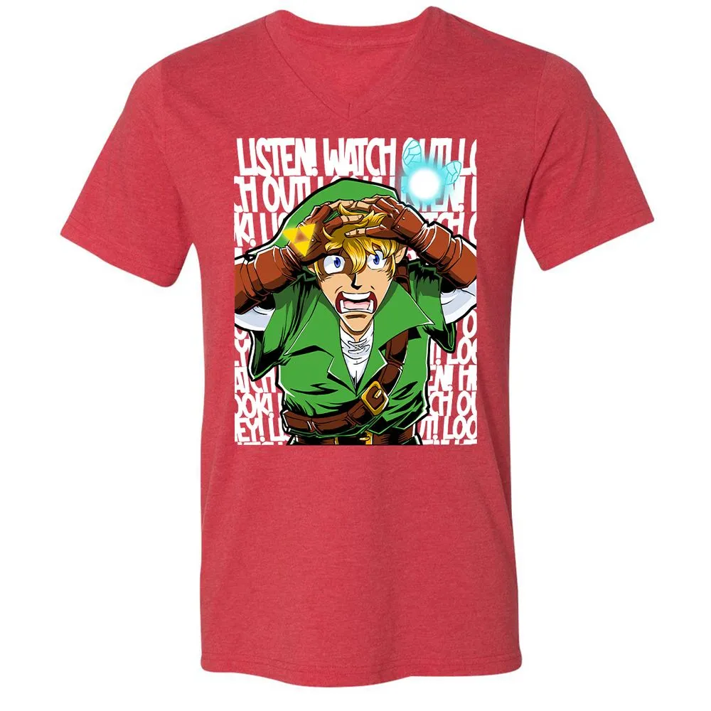 Unisex V-Neck T-Shirt - EY6E5ZQP - Heather Red - 16