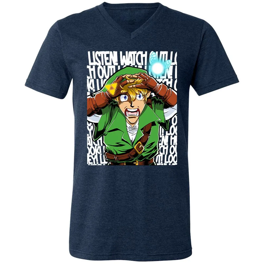 Unisex V-Neck T-Shirt - EY6E5ZQP - Heather Navy - 15
