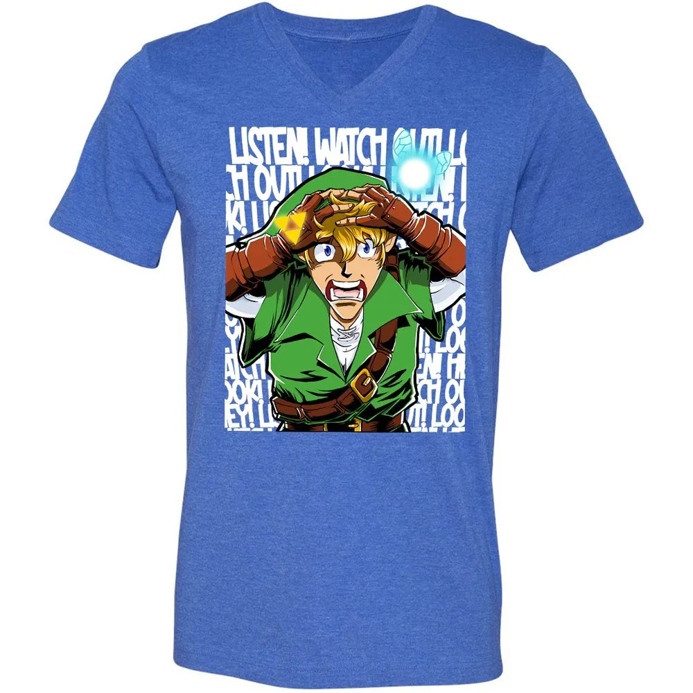 Unisex V-Neck T-Shirt - EY6E5ZQP - Heather True Royal - 14