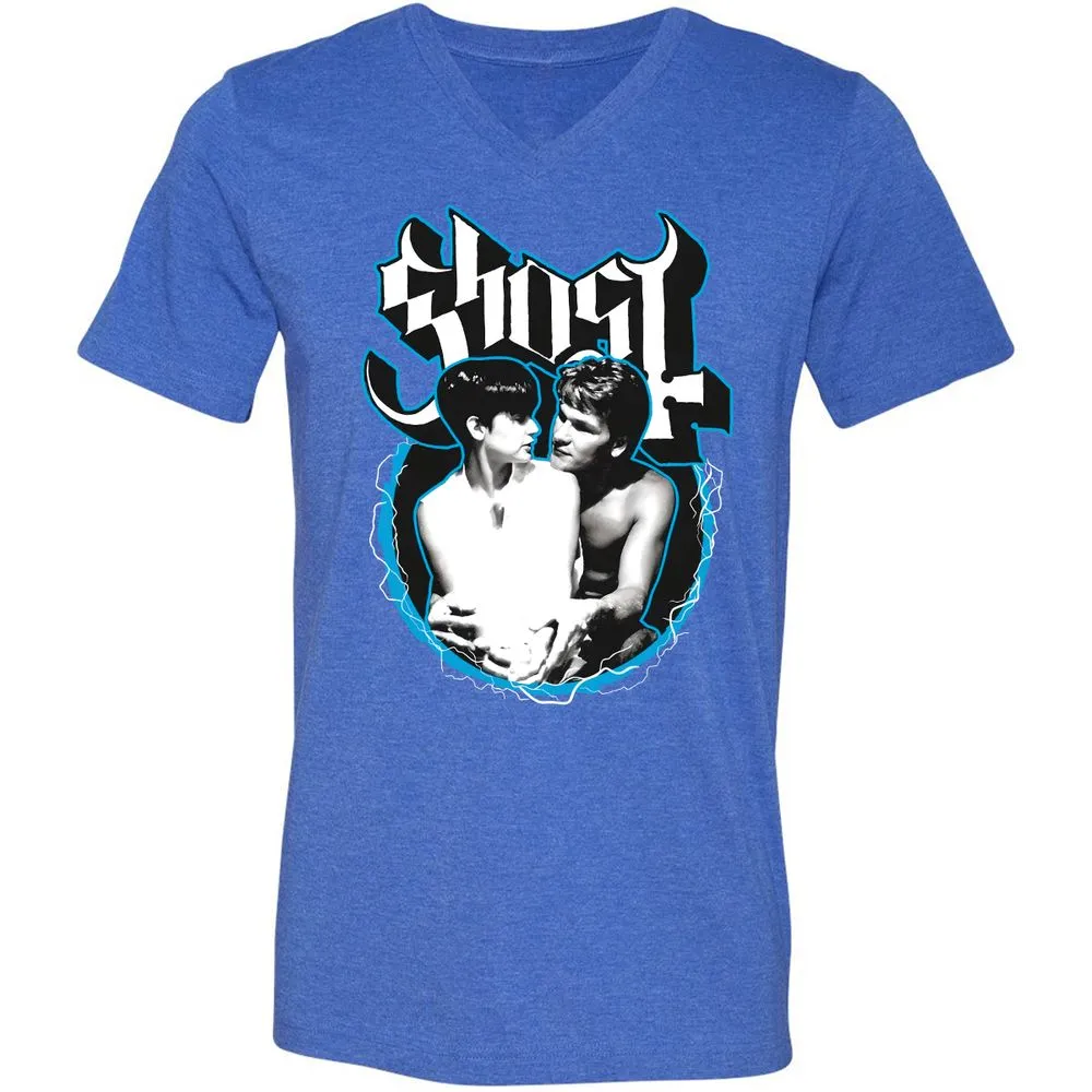 Unisex V-Neck T-Shirt - 5HHKQUC7 - Heather True Royal - 14