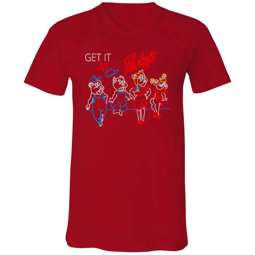Unisex V-Neck T-Shirt - MADRW152 - Red - 3
