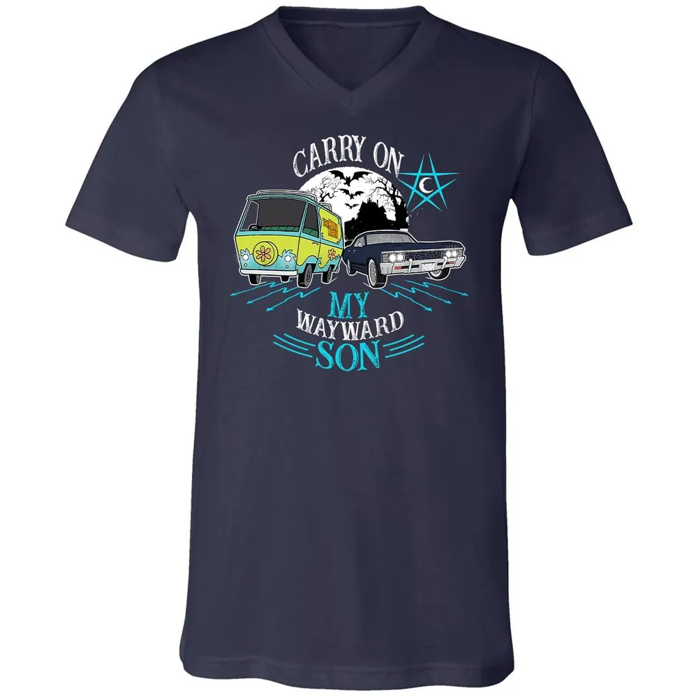 Unisex V-Neck T-Shirt - TZZBD337 - Navy - 2