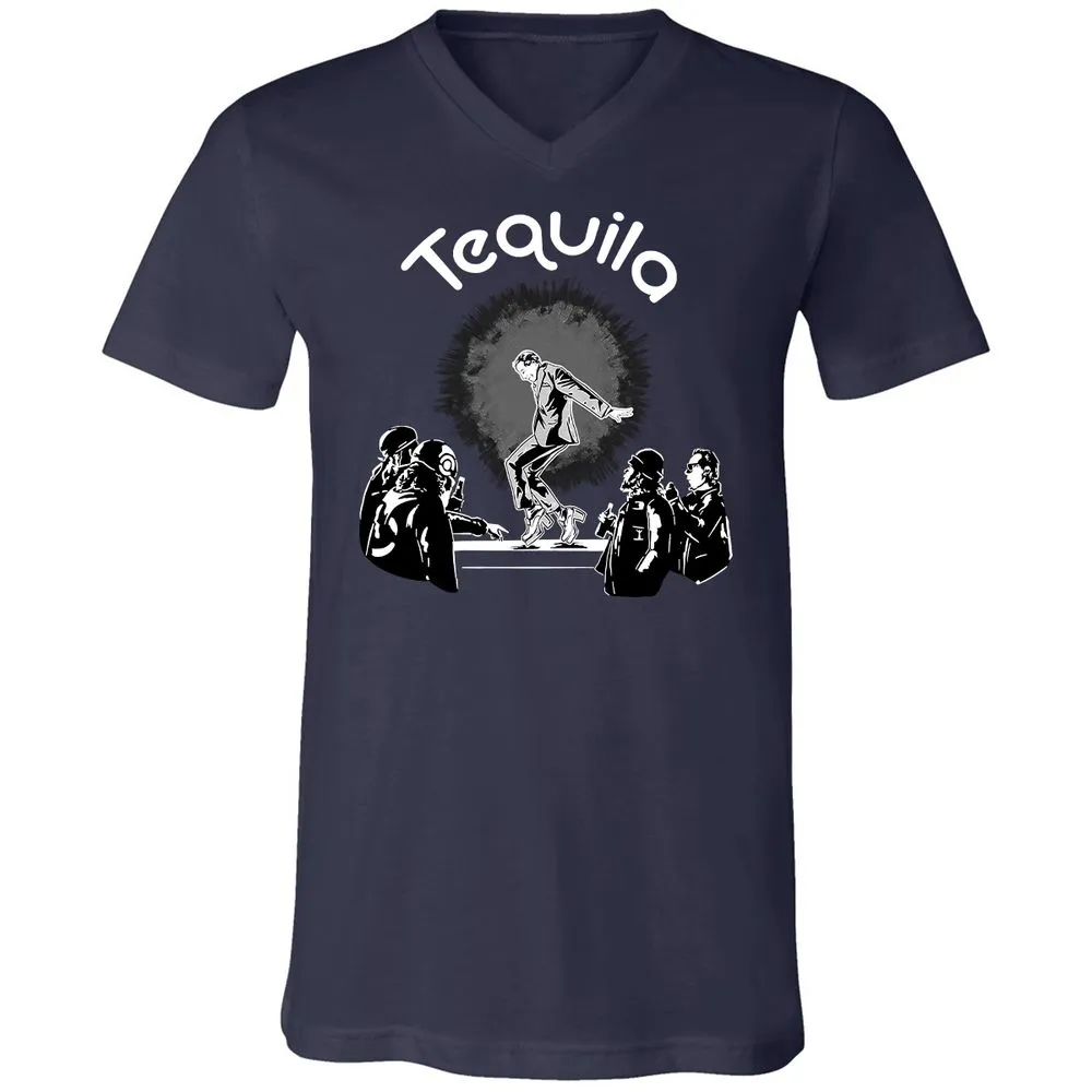 Unisex V-Neck T-Shirt - QRKM3NUU - Navy - 2