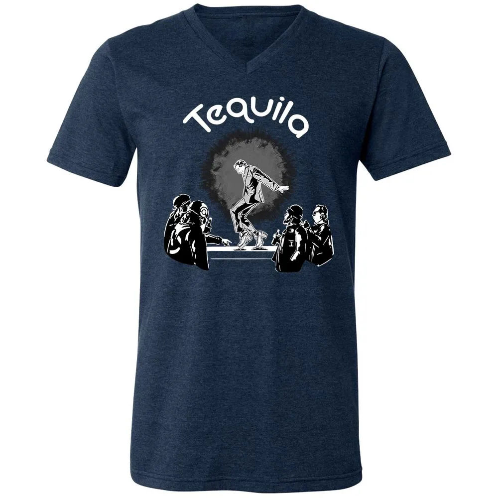 Unisex V-Neck T-Shirt - QRKM3NUU - Heather Navy - 15