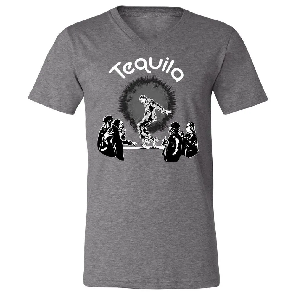 Unisex V-Neck T-Shirt - QRKM3NUU - Deep Heather - 13