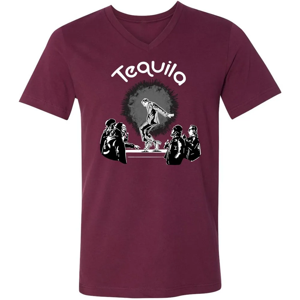 Unisex V-Neck T-Shirt - QRKM3NUU - Maroon - 6