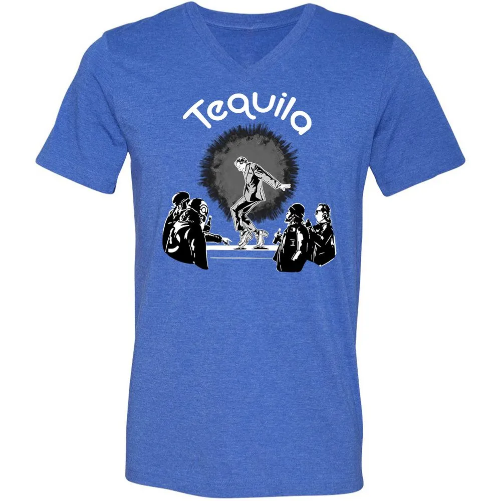 Unisex V-Neck T-Shirt - QRKM3NUU - Heather True Royal - 14