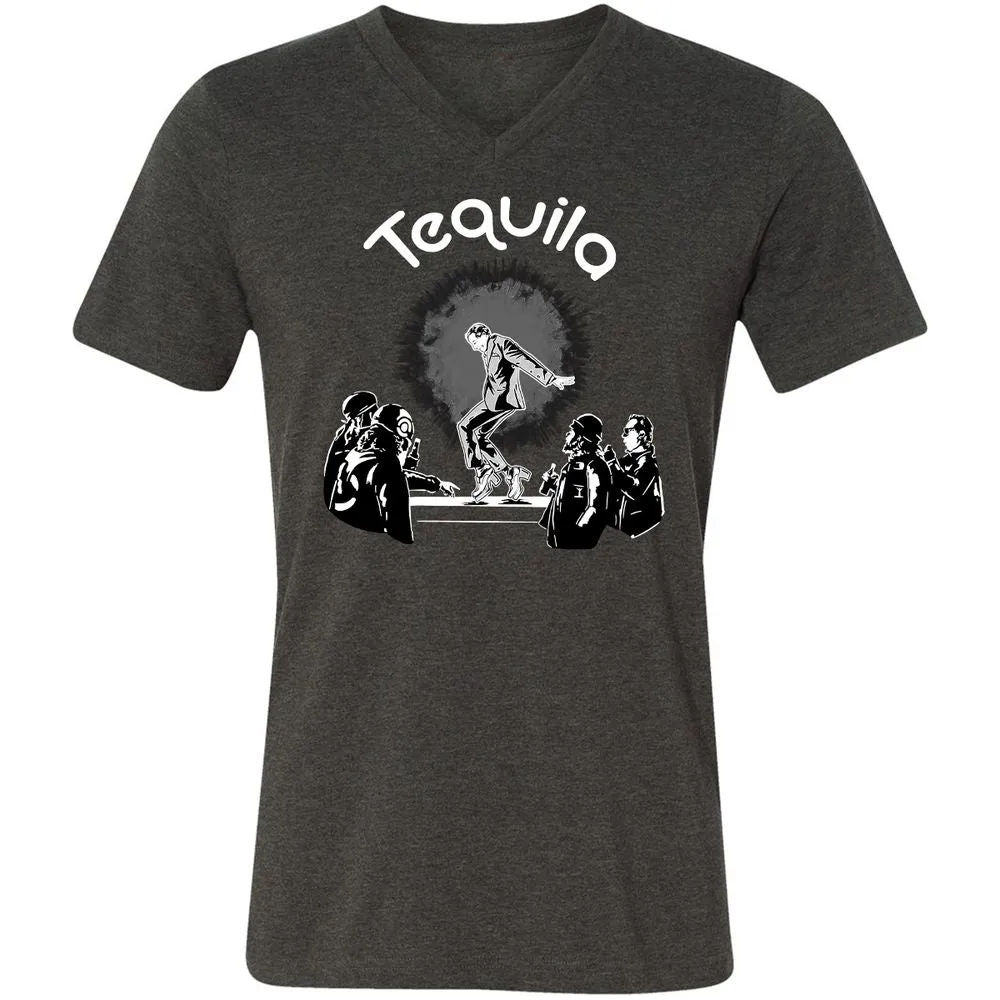 Unisex V-Neck T-Shirt - QRKM3NUU - Dark Grey Heather - 8