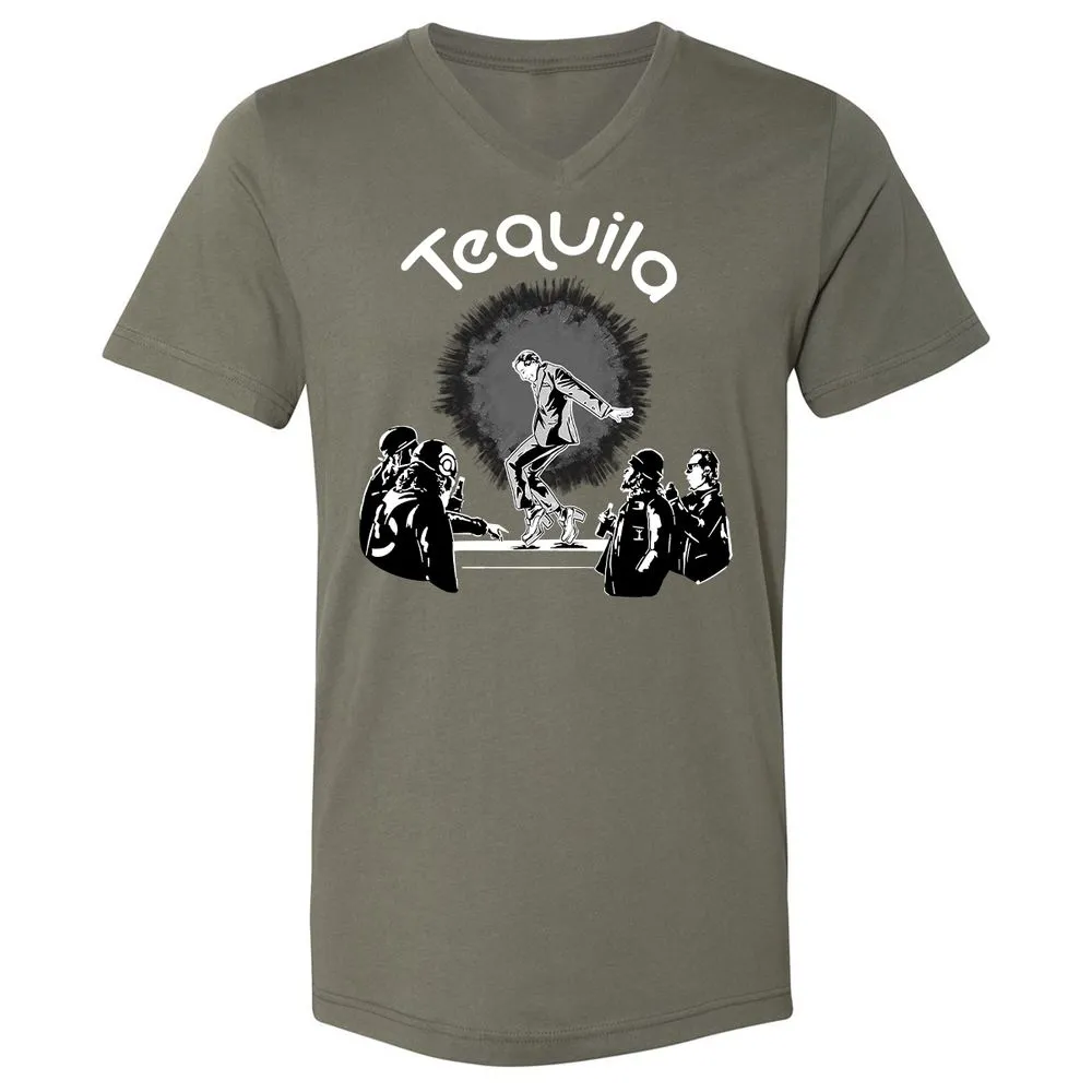 Unisex V-Neck T-Shirt - QRKM3NUU - Military Green - 10