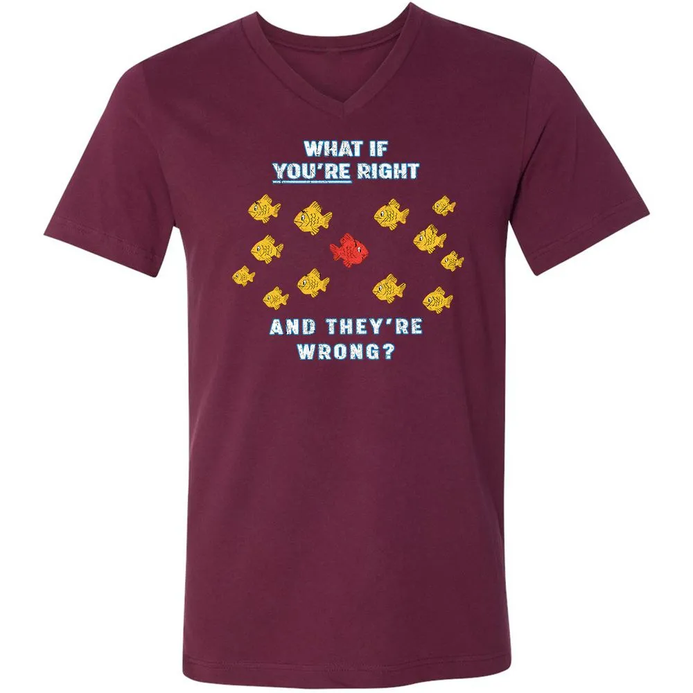 Unisex V-Neck T-Shirt - E7SCPC8Z - Maroon - 6