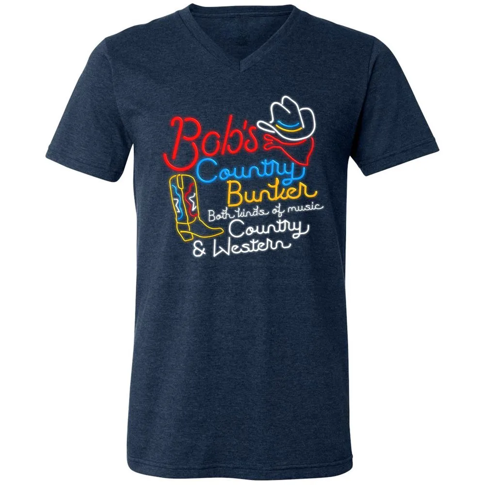 Unisex V-Neck T-Shirt - ZQ13HJLE - Heather Navy - 15