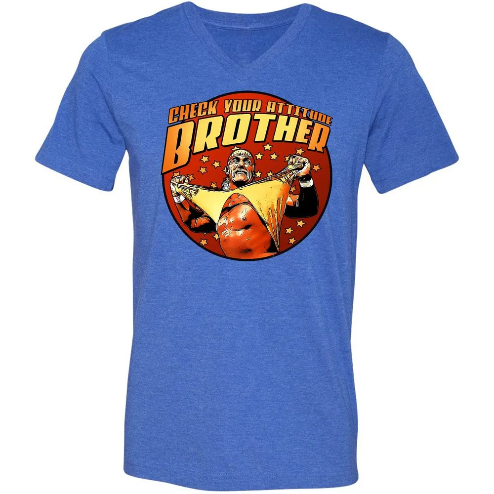 Unisex V-Neck T-Shirt - 6K7ALRNJ - Heather True Royal - 14