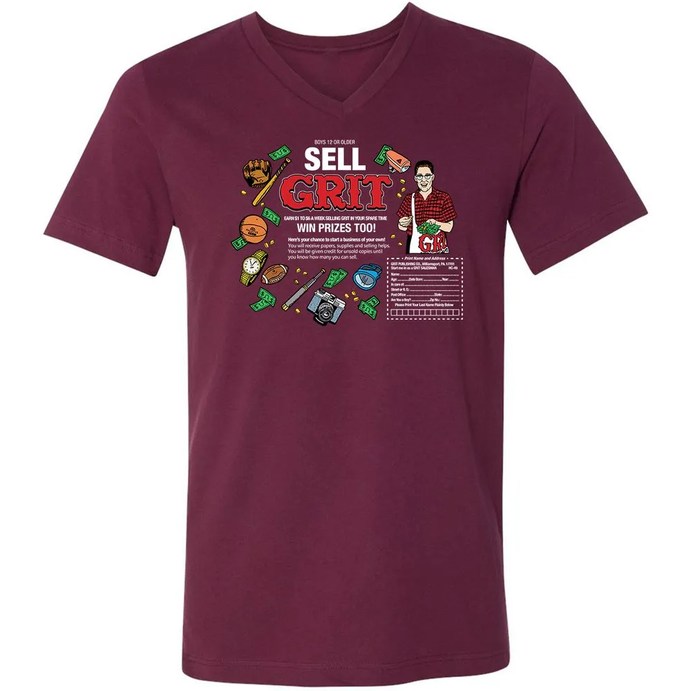 Unisex V-Neck T-Shirt - LFSNR9KZ - Maroon - 6
