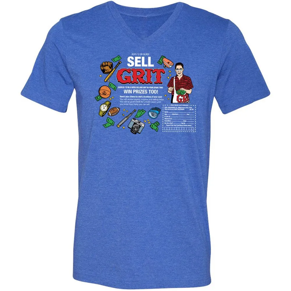 Unisex V-Neck T-Shirt - LFSNR9KZ - Heather True Royal - 14