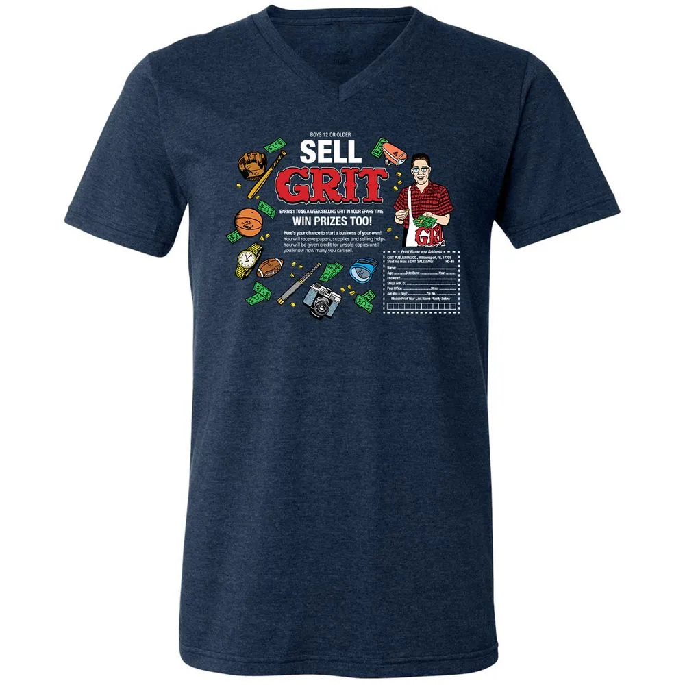 Unisex V-Neck T-Shirt - LFSNR9KZ - Heather Navy - 15